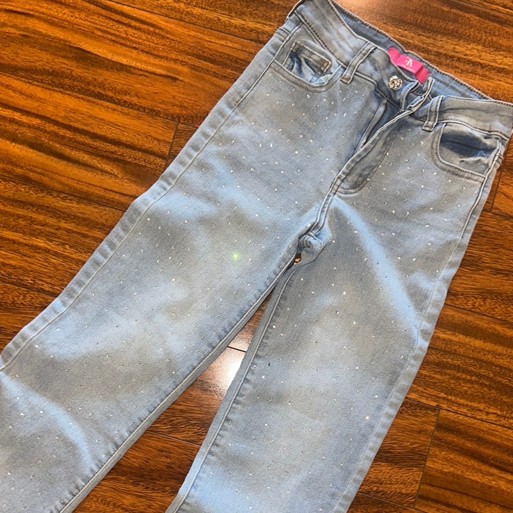 Flying Angel Light Blue Jeans with rhinestones
